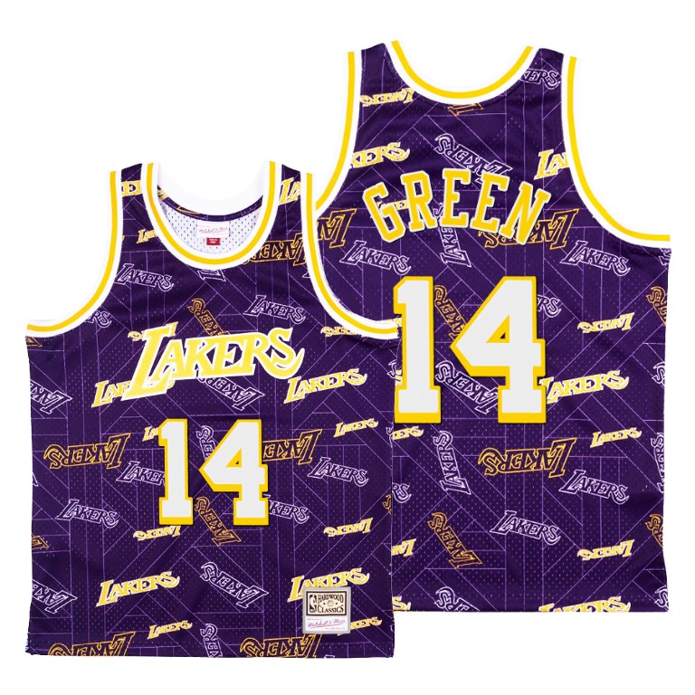 Men's Los Angeles Lakers Danny Green #14 NBA Tear Up Pack Hardwood Classics Purple Basketball Jersey TRO1283ZS